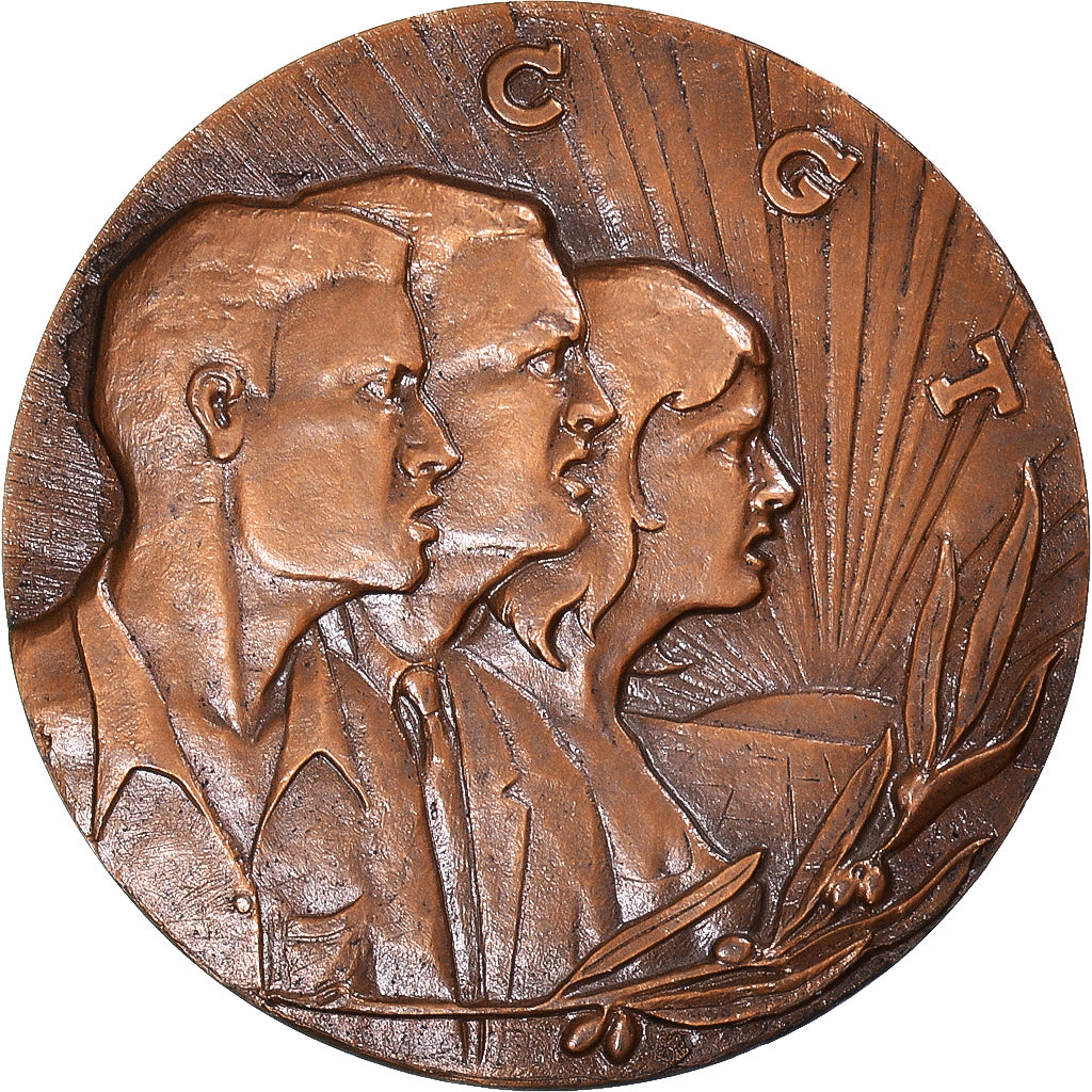 France, Medal, 70ème Anniversaire de la CGT, 1965, AU(55-58), Bronze