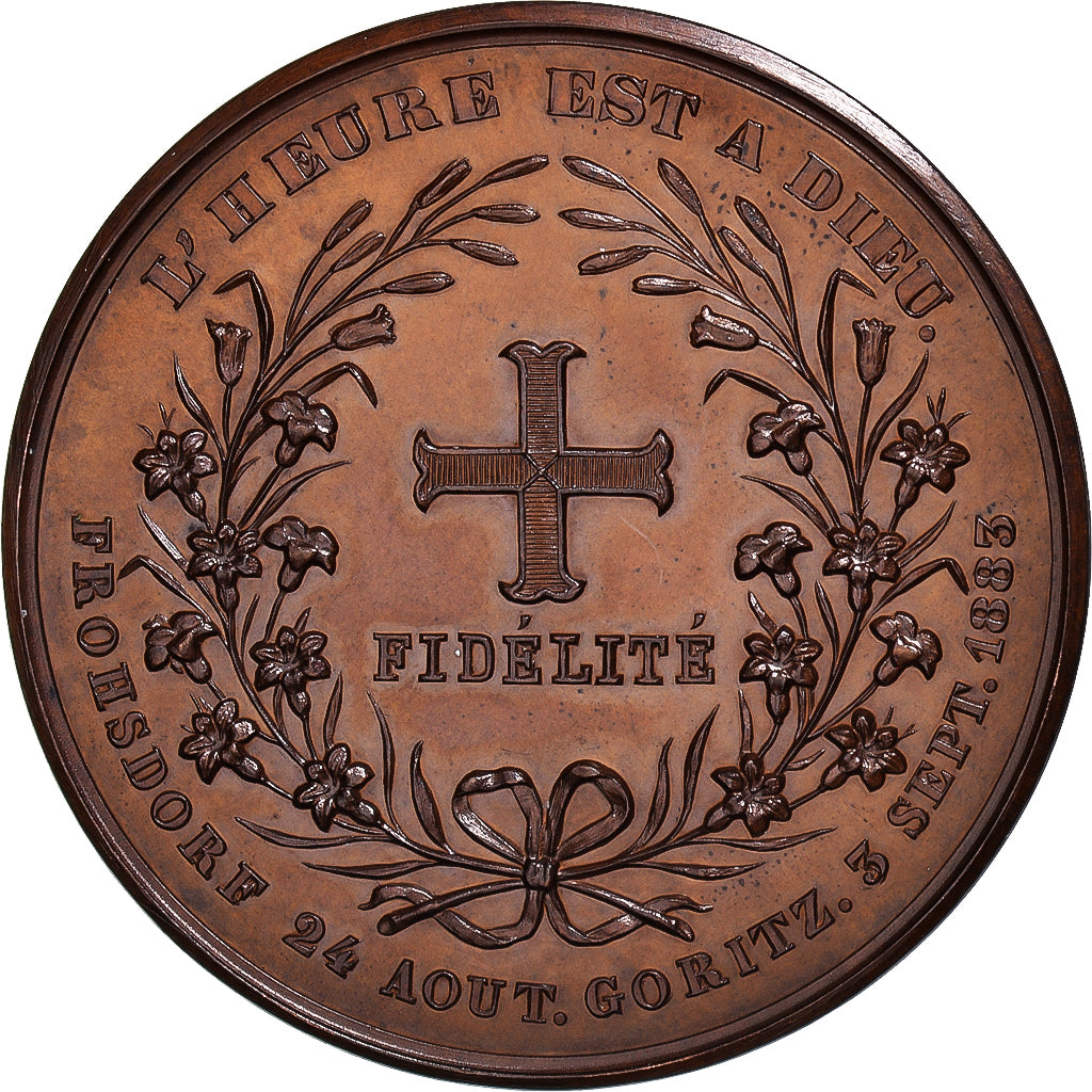 Francia, medalla, Henri V, son décès et son inhumation, History, 1883, Wiener