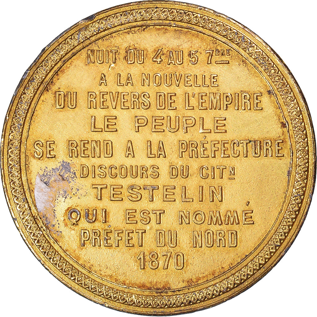 France, Medal, Troisième République, Testelin nommé Préfet du Nord, 1870