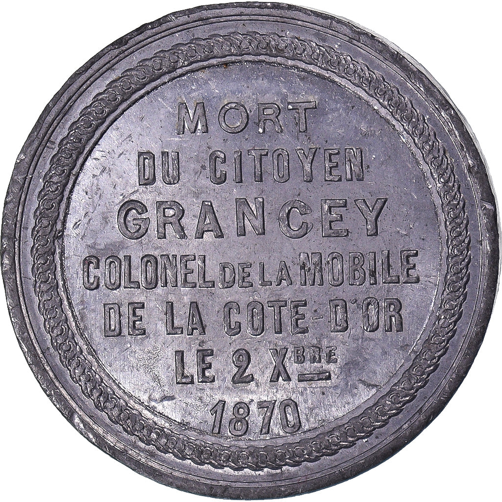 Francia, medalla, Mort du Citoyen Grancey, Colonel de la Mobile de la Côte