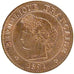 FRANCE, Cérès, Centime, 1891, Paris, KM #826.1, MS(60-62), Bronze, Gadoury #88,