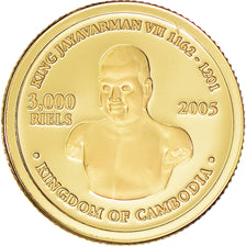 Moneda, Camboya, 3000 riels, 2005, Singapore Mint, FDC, Oro, KM:126