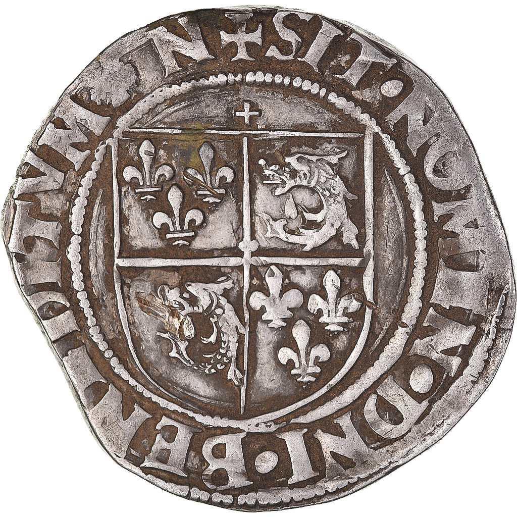Monnaie, France, François Ier, Teston du Dauphiné, Grenoble, TTB+, Argent