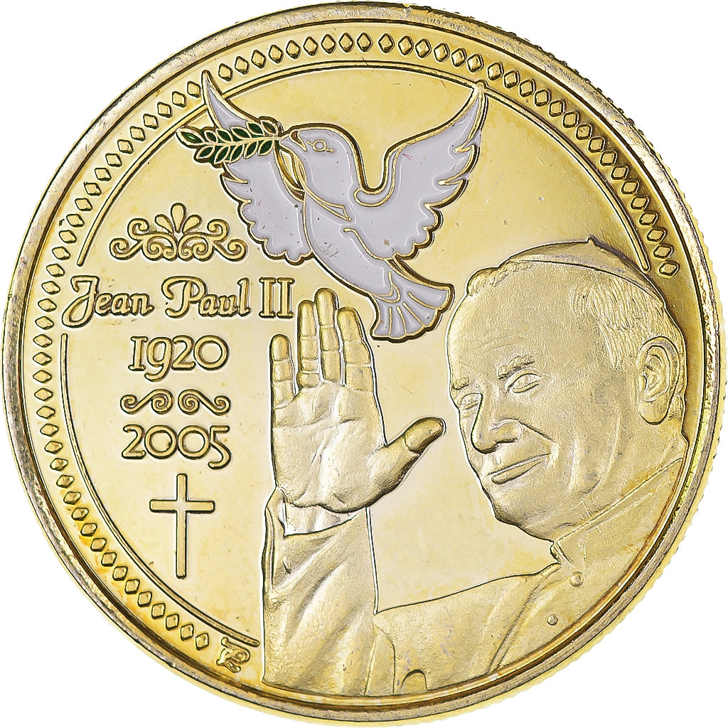 Francia, zeton, Jean-Paul II, Religions & beliefs, 2005, EBC, Aluminio y