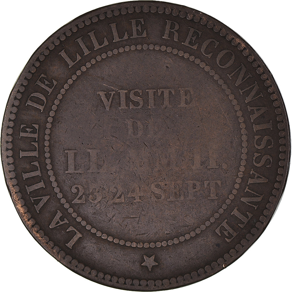 Frankrijk, Token, Napoléon III, Visite à Lille, History, 1853, Barre, FR