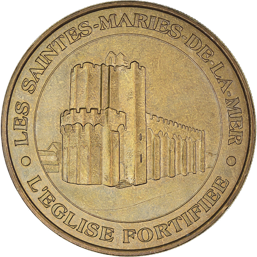 Francia, zeton, Jetón turístico, 13/ Saintes-Marie de la Mer - Eglise, 1999