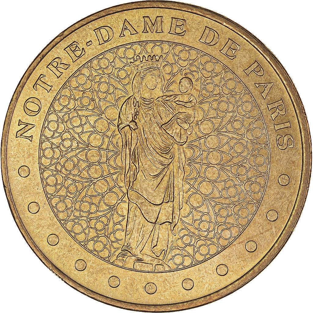 Francia, zeton, Jetón turístico, Paris - Notre Dame - Vierge à l'enfant