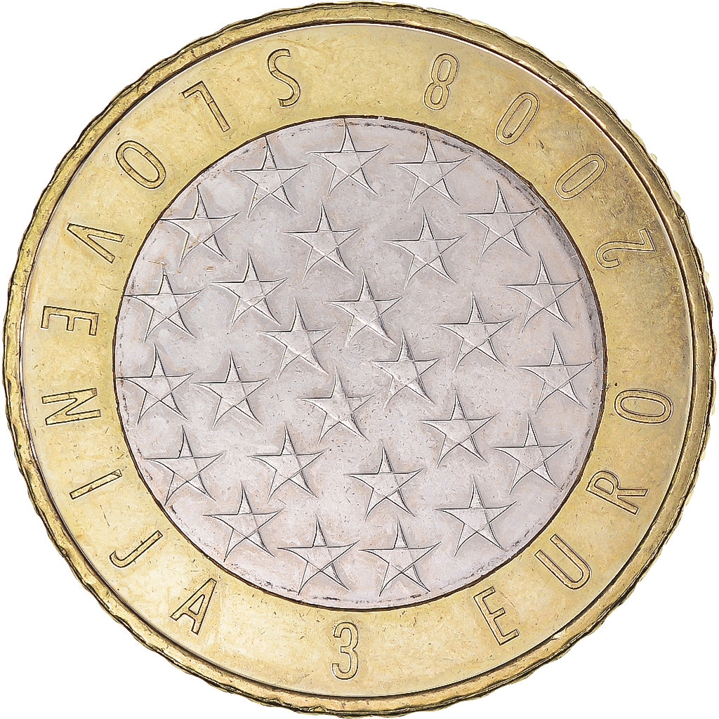 Slovenia, 3 Euro, Présidence de l'UE, 2008, AU(55-58), Bi-Metallic, KM:81