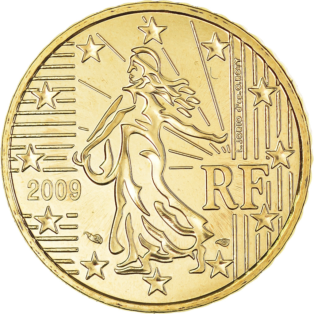 França, 50 Euro Cent, 2009, BU, MS(65-70), Latão