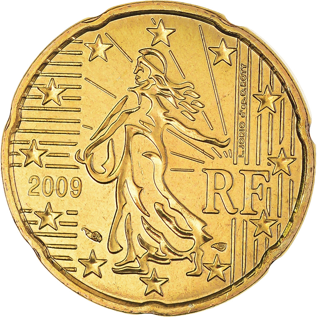 Francia, 20 Euro Cent, 2009, BU, FDC, Latón