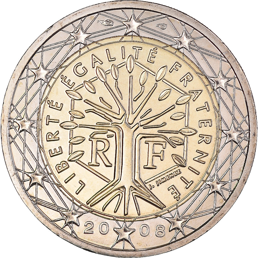 France, 2 Euro, 2008, BU, MS(65-70), Bi-Metallic