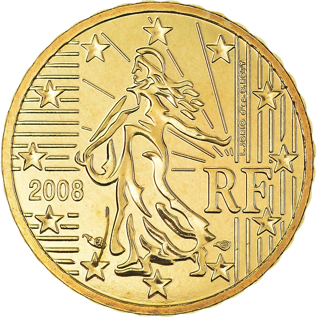 France, 10 Euro Cent, 2008, BU, MS(65-70), Brass