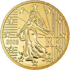 France, 10 Euro Cent, 2008, BU, MS(65-70), Brass