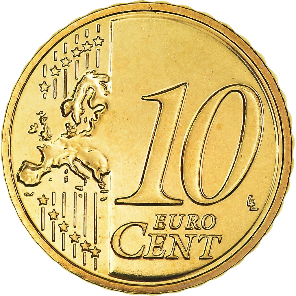 France, 10 Euro Cent, 2008, BU, MS(65-70), Brass