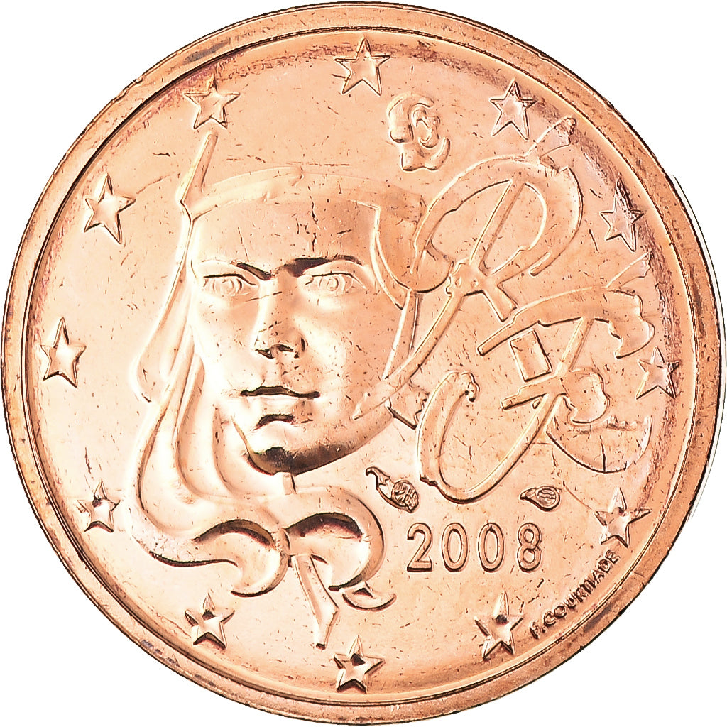 Francia, 2 Euro Cent, 2008, BU, FDC, Cobre