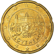 Słowacja, 20 Euro Cent, 2009, Kremnica, MS(64), Mosiądz