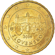 Słowacja, 10 Euro Cent, 2009, Kremnica, MS(64), Mosiądz