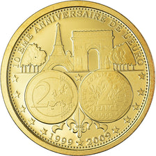 Francia, medalla, 10ème Anniversaire de l'Euro, Politics, Society, War, 2009