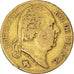 Moeda, França, Louis XVIII, 20 Francs, 1818, Paris, VF(30-35), Dourado