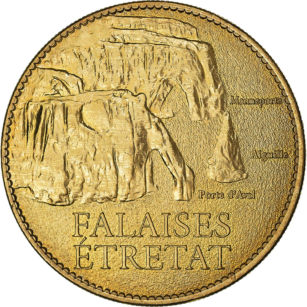 Francia, zeton, Jetón turístico, Falaises d'Etretat, Normandie, SC, Aluminio y