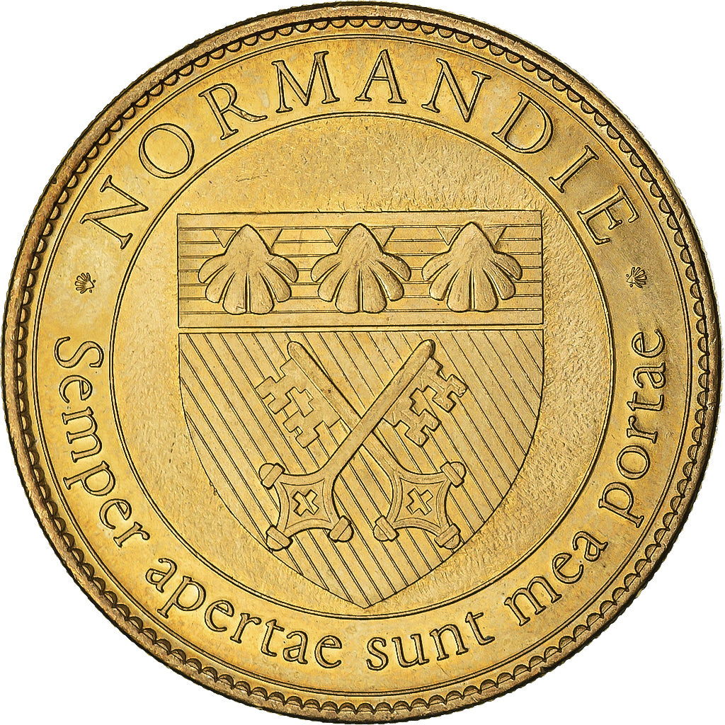 Francia, zeton, Jetón turístico, Falaises d'Etretat, Normandie, SC, Aluminio y