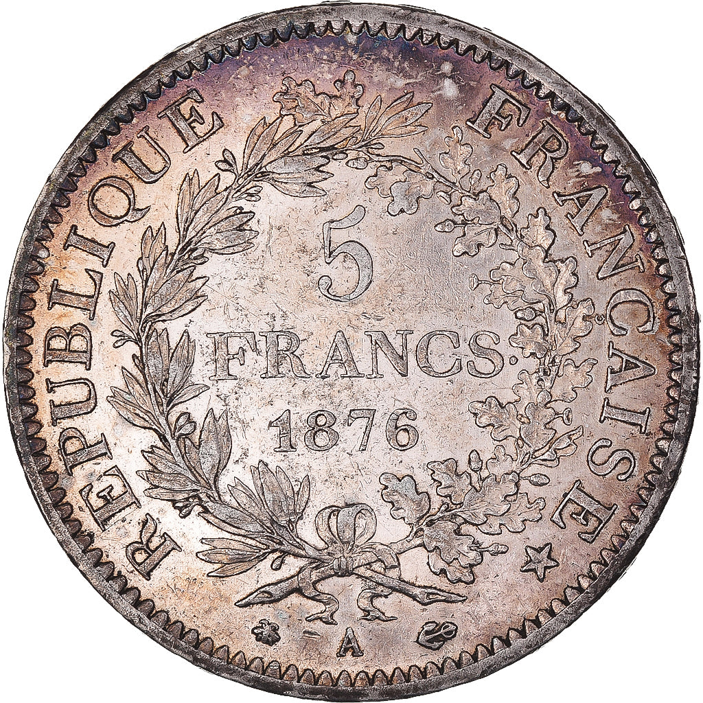 Coin, France, Hercule, 5 Francs, 1876, Paris, MS(60-62), Silver, KM:820.1