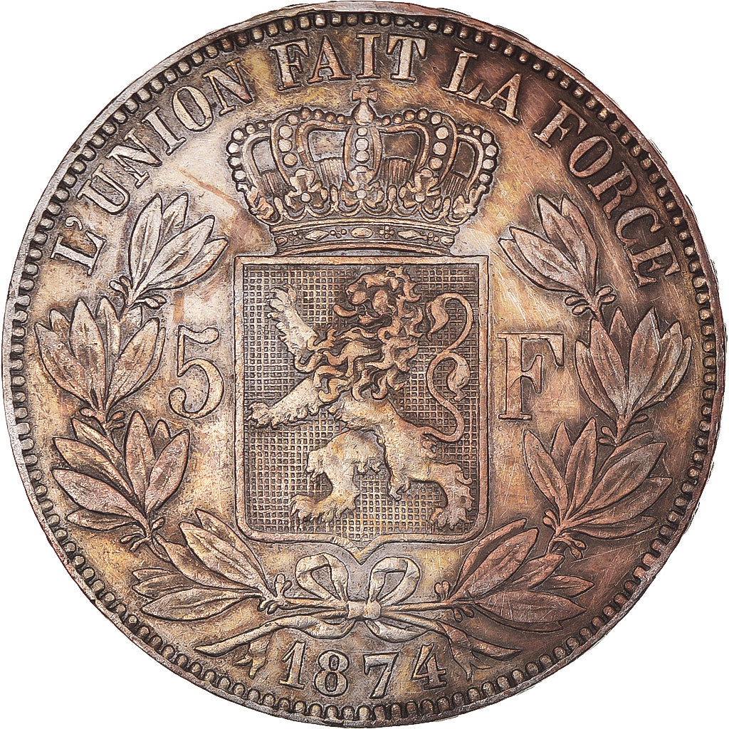 Monnaie, Belgique, Leopold II, 5 Francs, 5 Frank, 1874, TTB+, Argent, KM:24