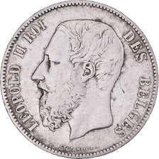 Moeda, Bélgica, Leopold II, 5 Francs, 5 Frank, 1875, Brussels, EF(40-45)