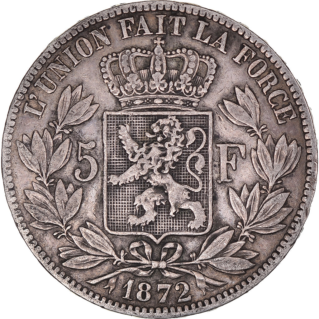 Coin, Belgium, Leopold II, 5 Francs, 5 Frank, 1872, EF(40-45), Silver, KM:24
