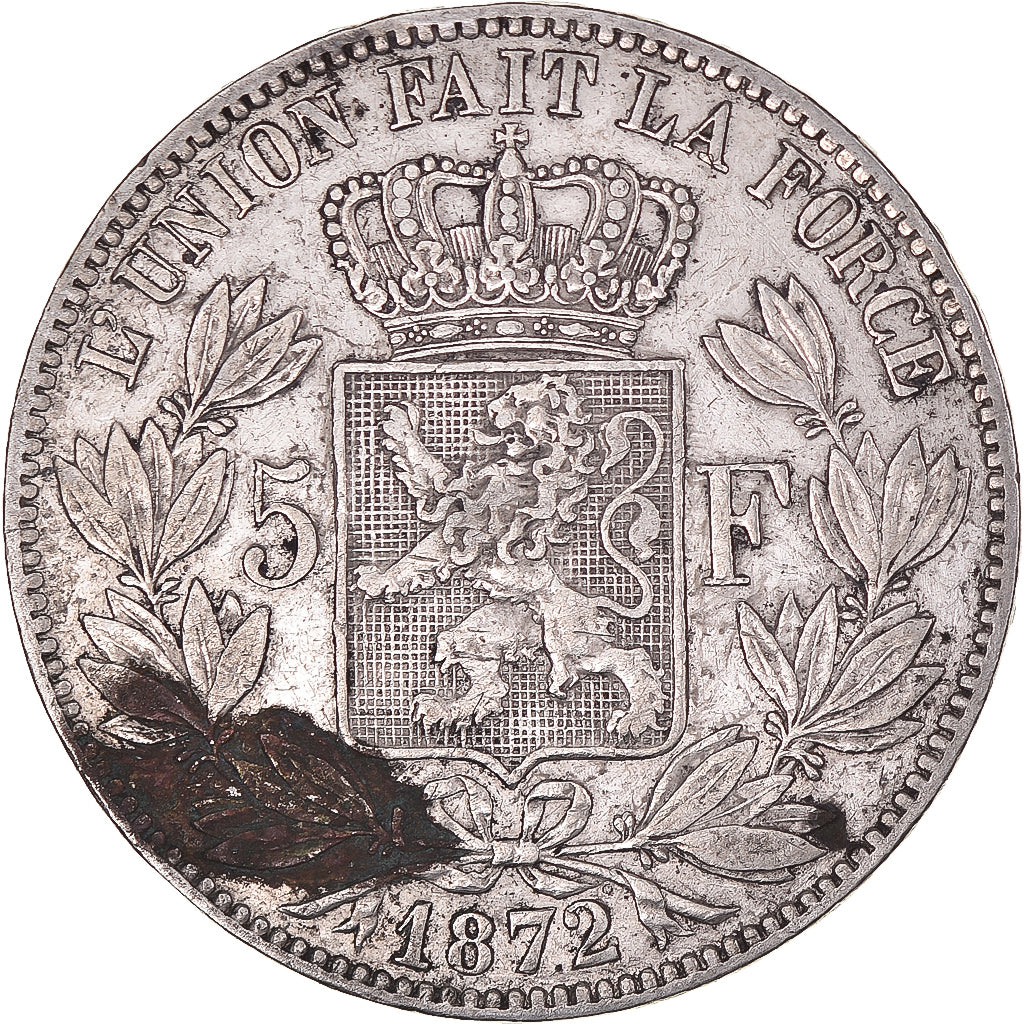 Moeda, Bélgica, Leopold II, 5 Francs, 5 Frank, 1872, EF(40-45), Prata, KM:24