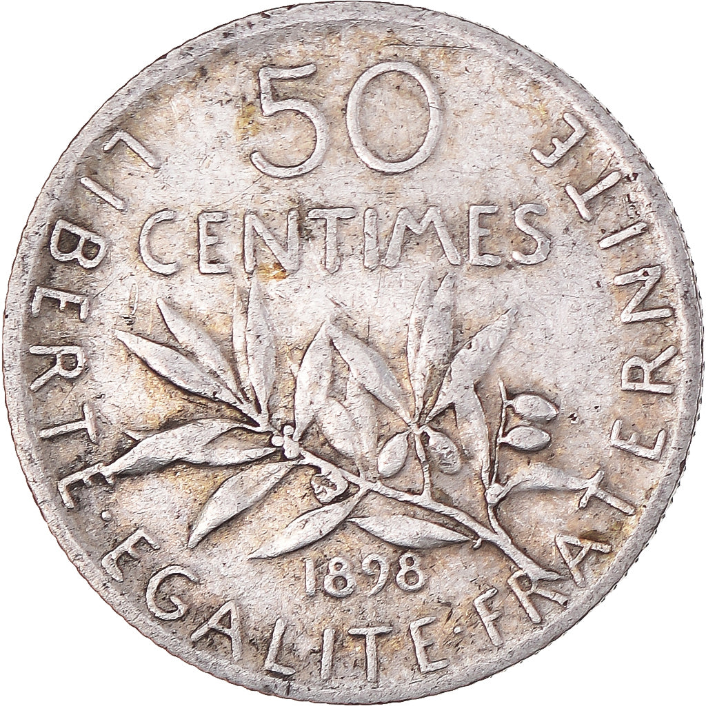 Moneta, Francia, Semeuse, 50 Centimes, 1898, Paris, BB, Argento, KM:854