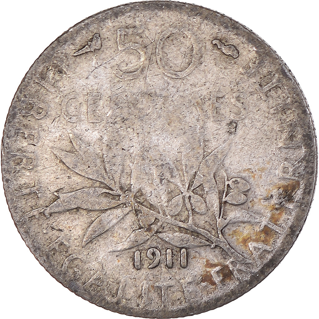 Monnaie, France, Semeuse, 50 Centimes, 1911, Paris, B+, Argent, Gadoury:420