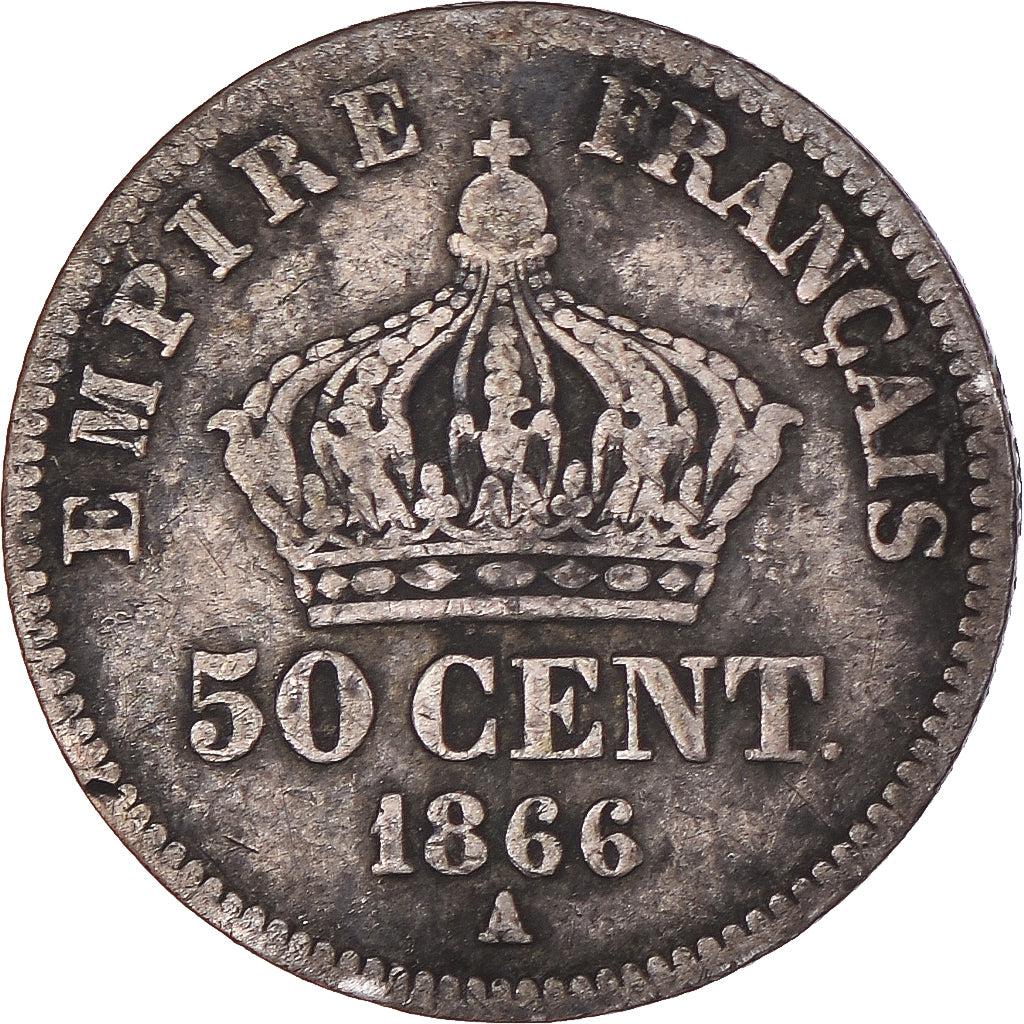 Coin, France, Napoleon III, Napoléon III, 50 Centimes, 1866, Paris, VF(30-35)