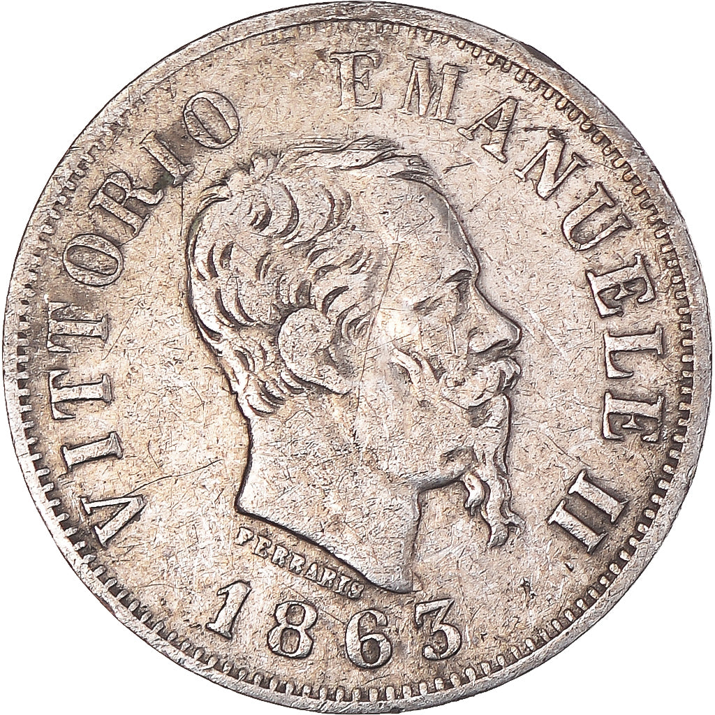 Münze, Italien, Vittorio Emanuele II, 50 Centesimi, 1863, Milan, S+, Silber