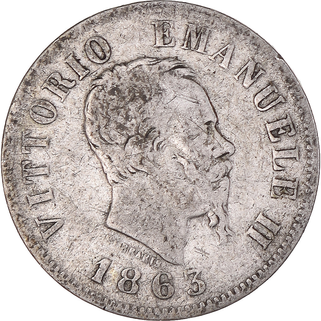 Moeda, Itália, Vittorio Emanuele II, 50 Centesimi, 1863, Milan, VF(30-35)