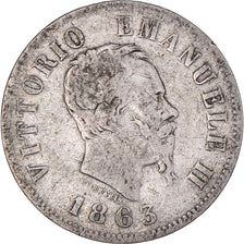 Moeda, Itália, Vittorio Emanuele II, 50 Centesimi, 1863, Milan, VF(30-35)