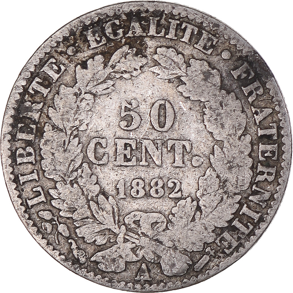 Münze, Frankreich, Cérès, 50 Centimes, 1882, Paris, S, Silber, KM:834.1