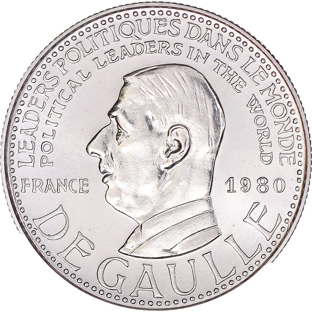 France, Medal, Général De Gaulle, Politics, 1980, MS(65-70), Silver