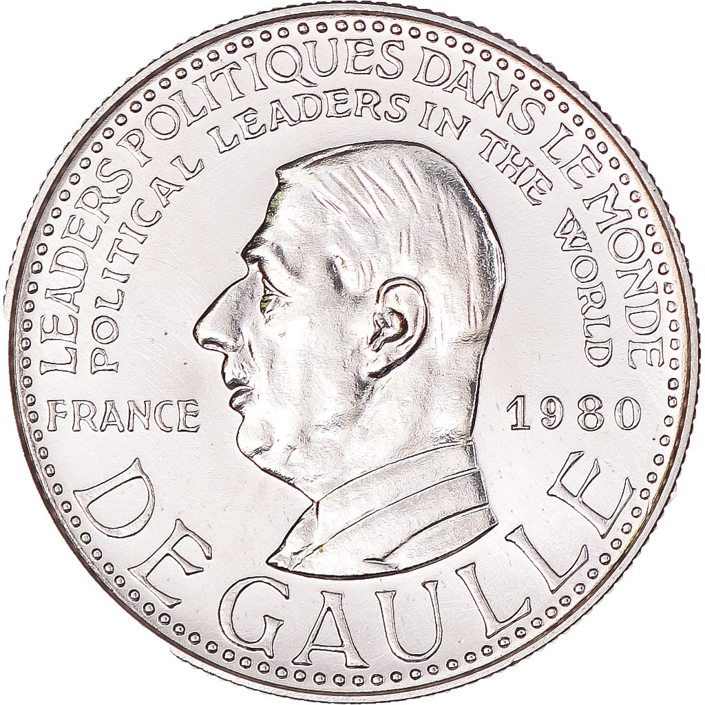 France, Medal, Général De Gaulle, Politics, 1980, MS(65-70), Silver