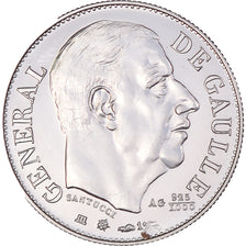 France, Medal, Général De Gaulle, Politics, 1980, Santucci, MS(65-70), Silver