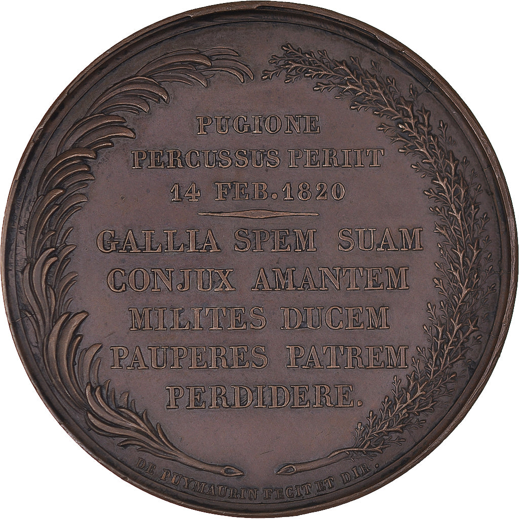 Francia, medalla, Charles Ferdinand Duc de Berry, History, 1820, Gayrard, EBC