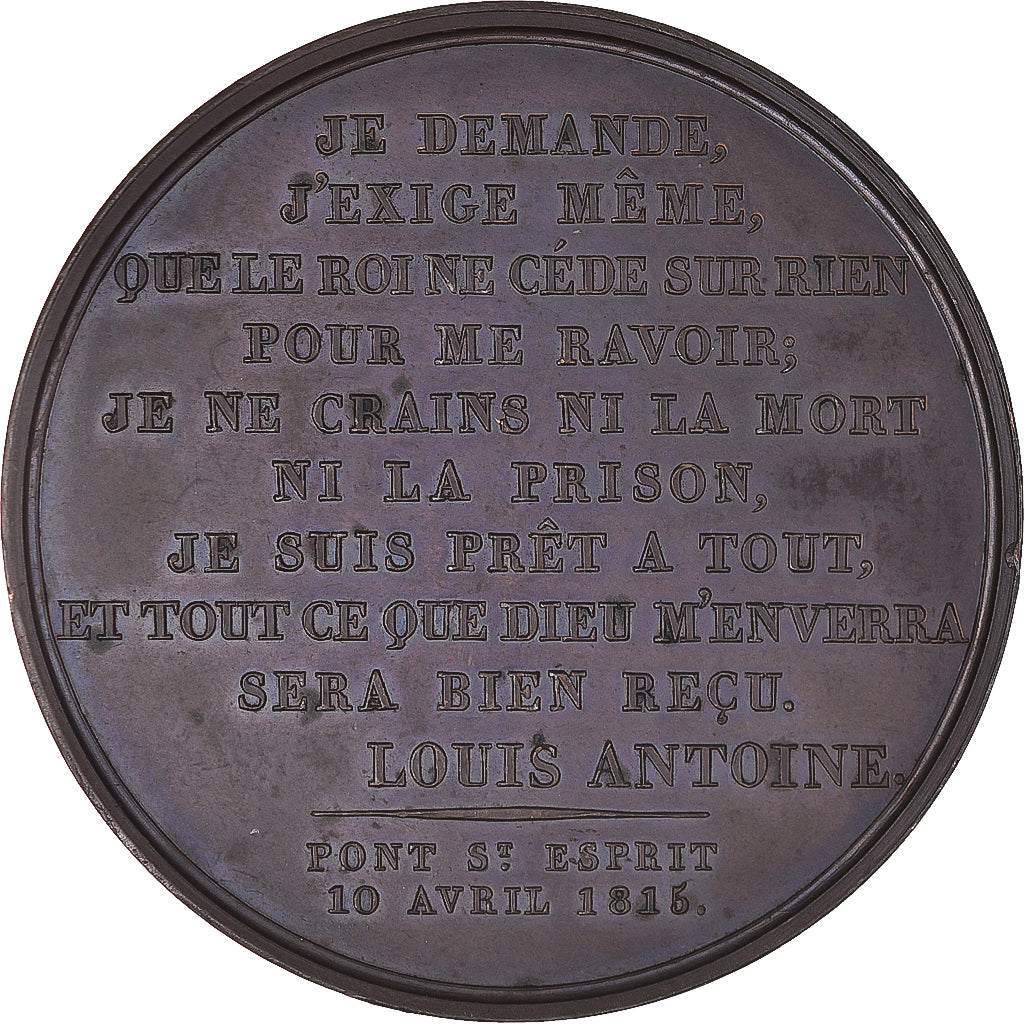 France, Médaille, Louis-Antoine d'Artois, duc d'Angoulême, déclaration de