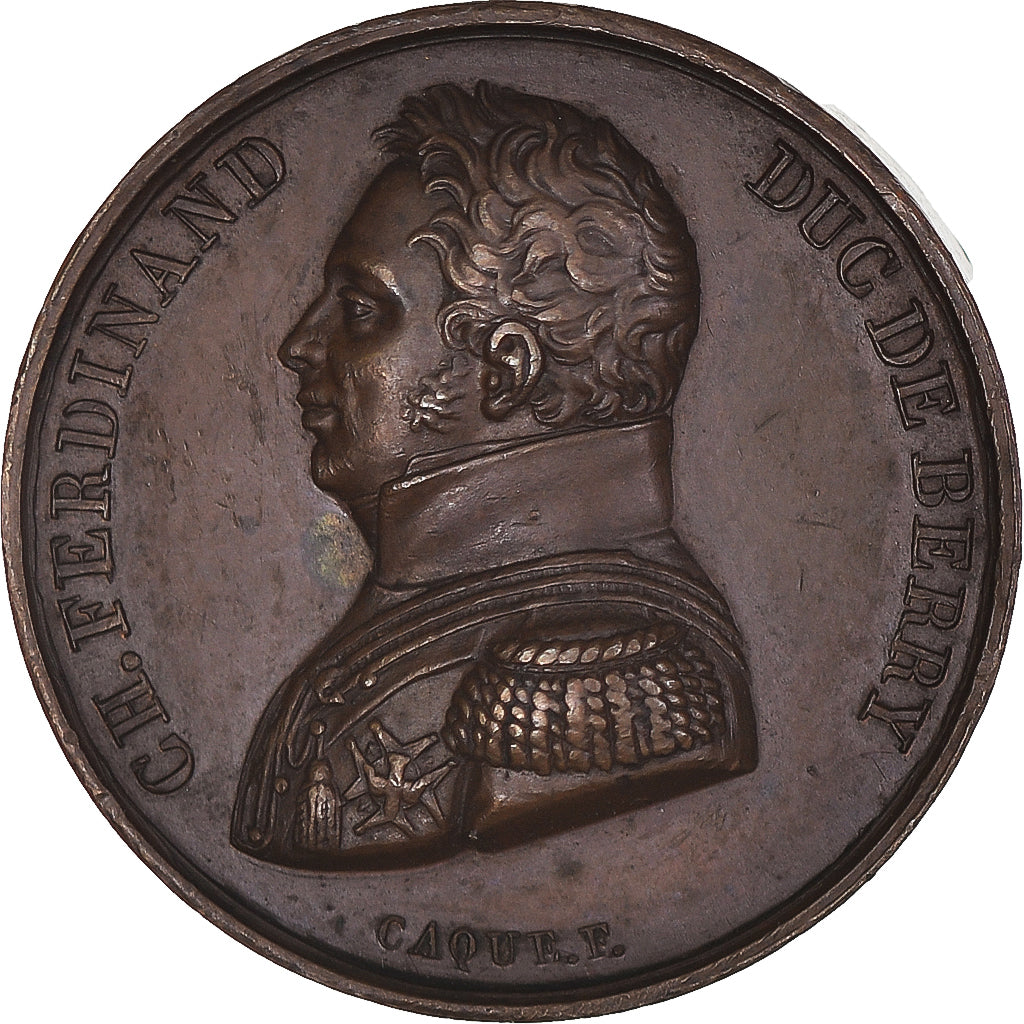 France, Medal, Mort de Charles Ferdinand, Duc de Berry, 1820, AU(55-58), Copper