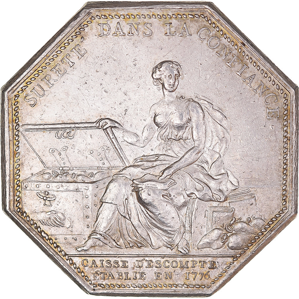 France, Token, Banques, Caisse d'Escompte, 1776, Branche, AU(50-53), Silver