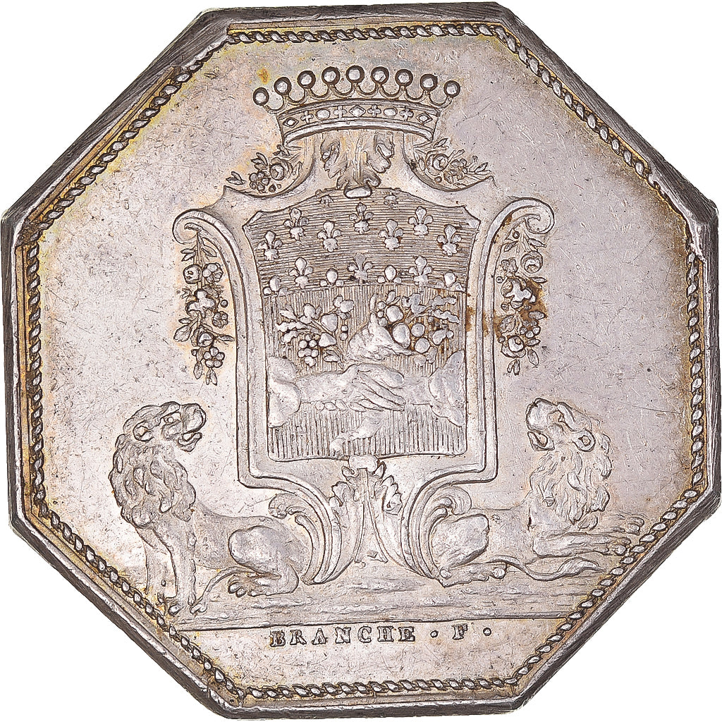 France, Token, Banques, Caisse d'Escompte, 1776, Branche, AU(50-53), Silver