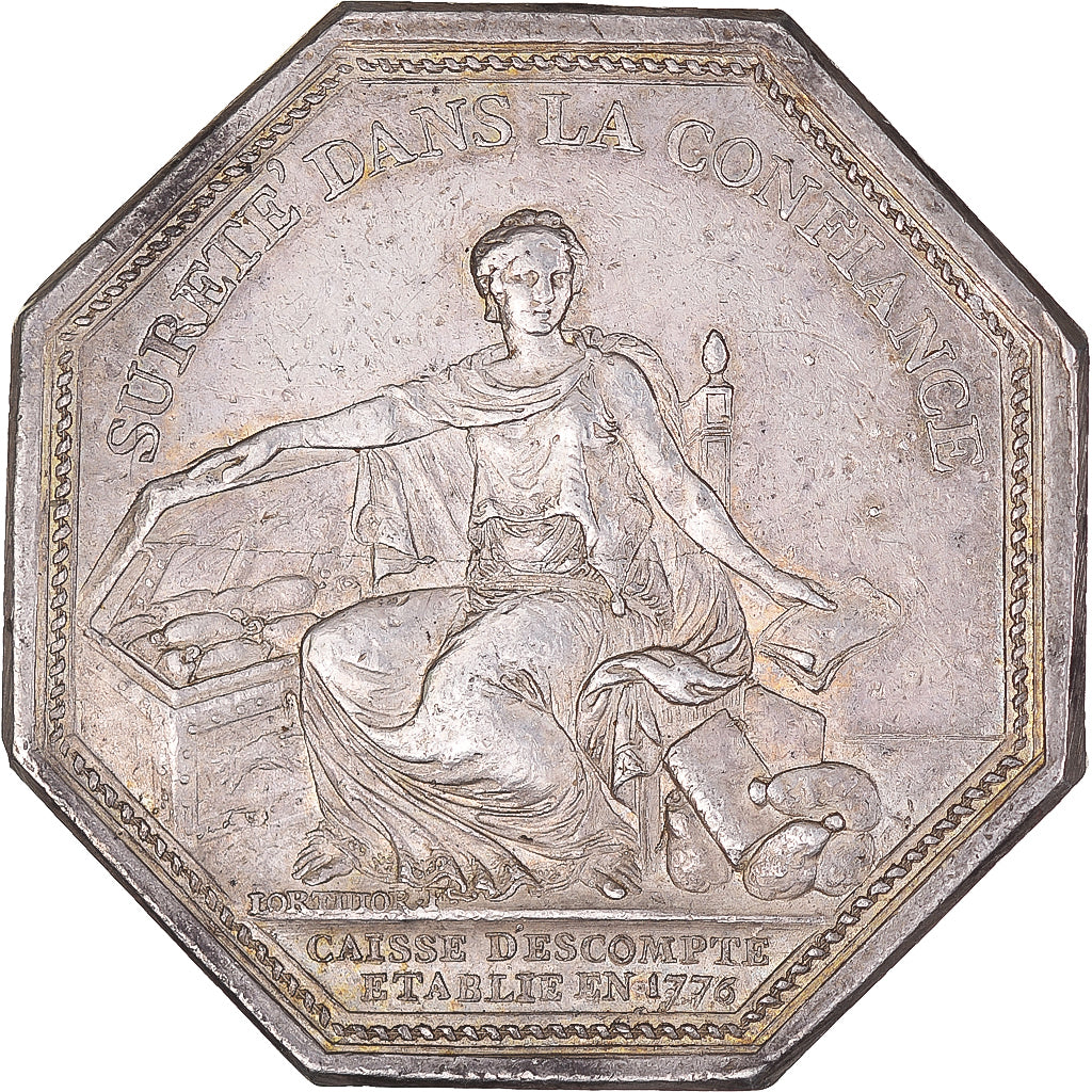 France, Token, Banque, Caisse d'Escompte, 1776, AU(50-53), Silver