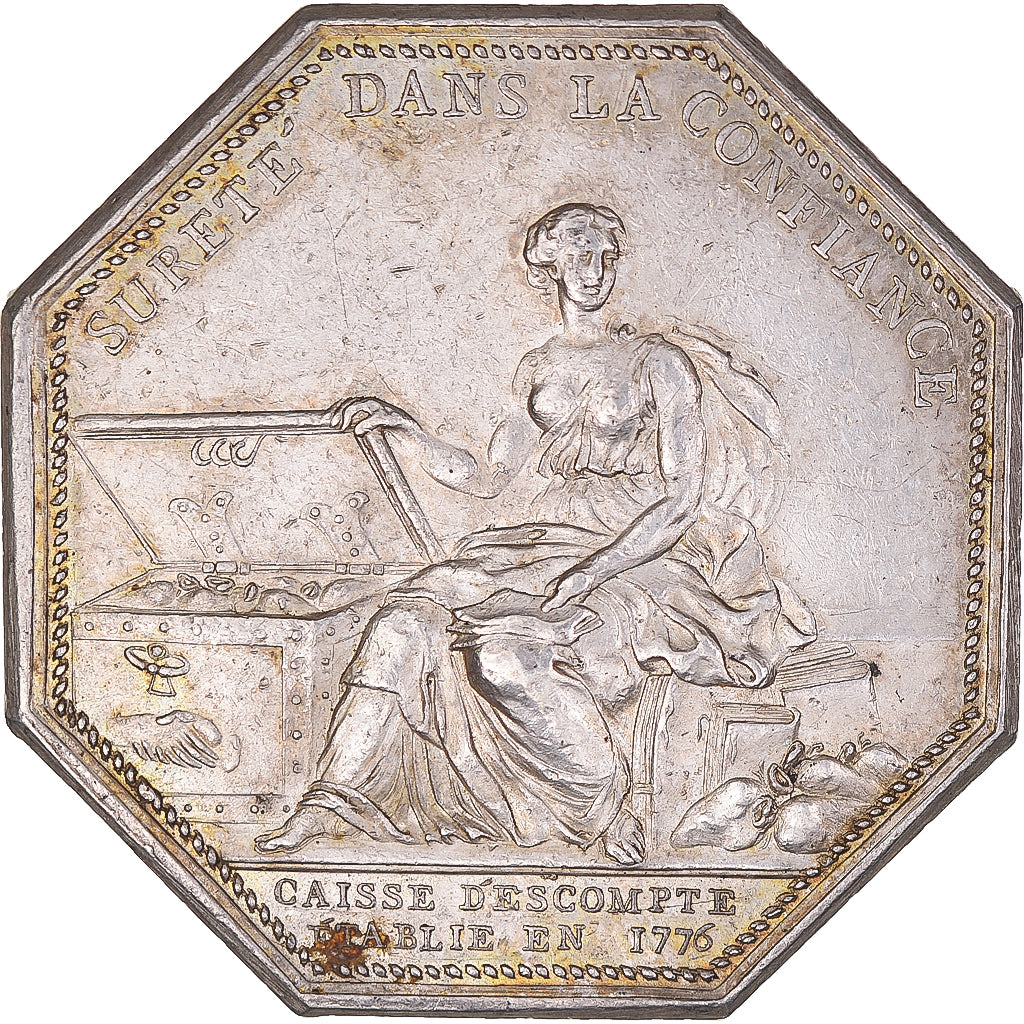 France, Token, Banques, Caisse d'Escompte, 1776, Branche, AU(50-53), Silver