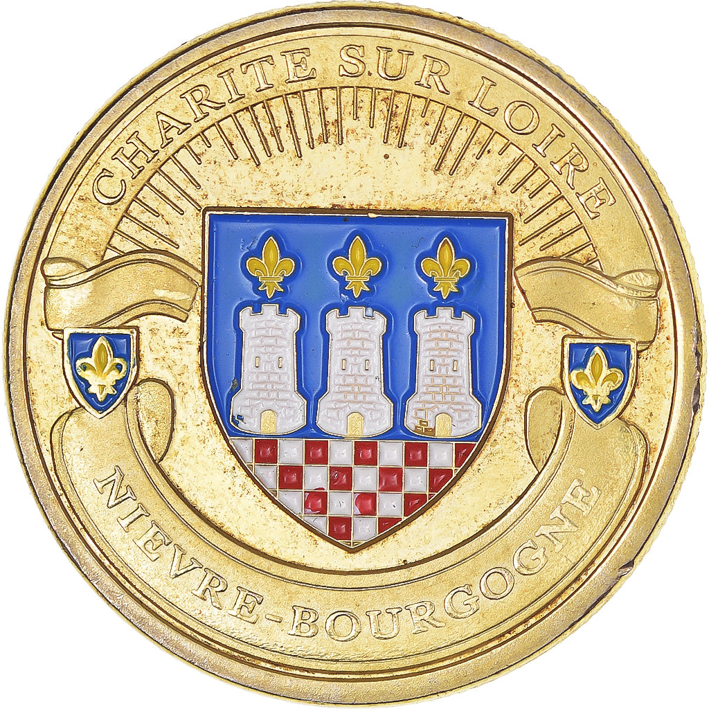 Francia, zeton, Tourist Token, Charité-sur-Loire, Bourgogne, MBC+, Aluminio y