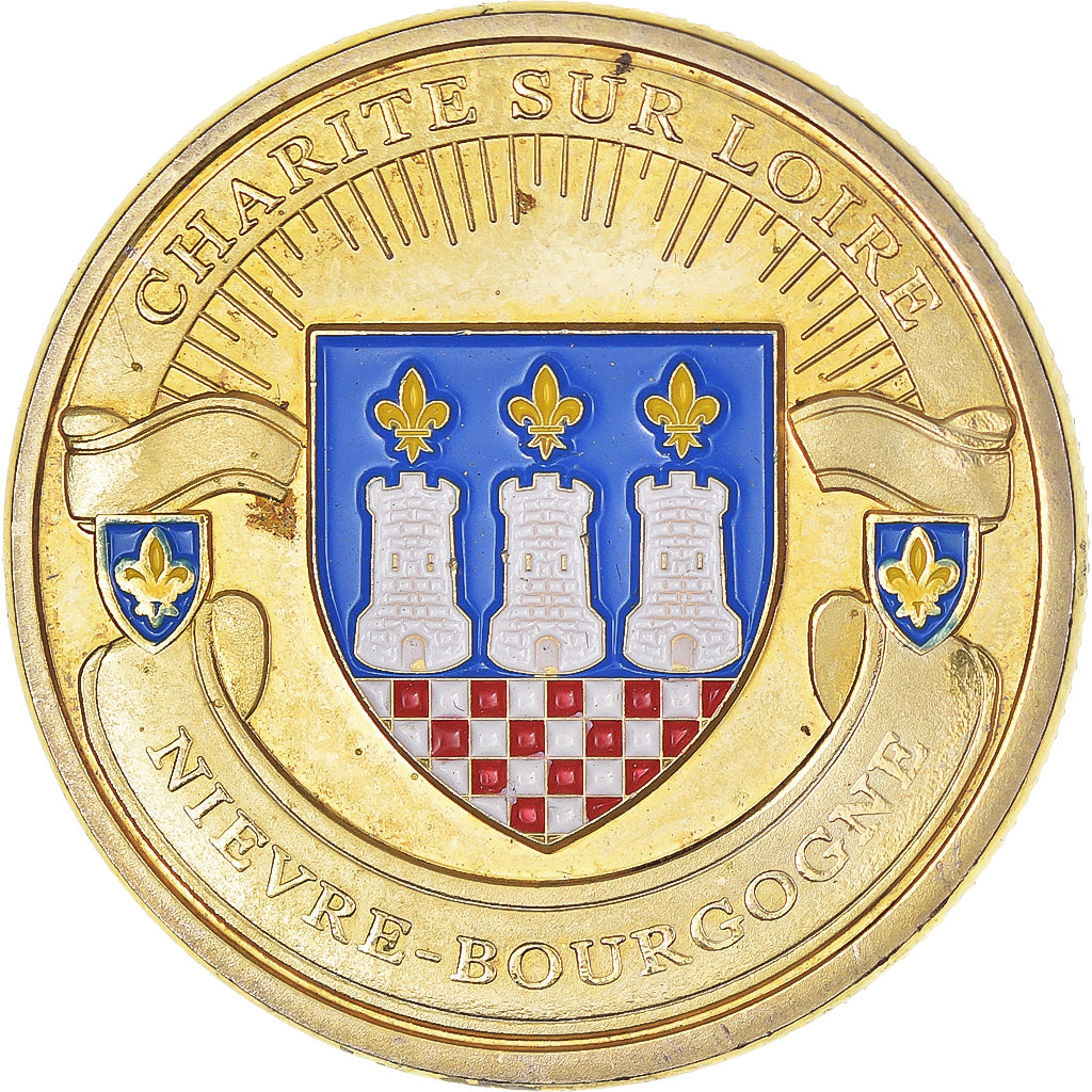 Francia, zeton, Tourist Token, Charité-sur-Loire, Bourgogne, MBC+, Aluminio y