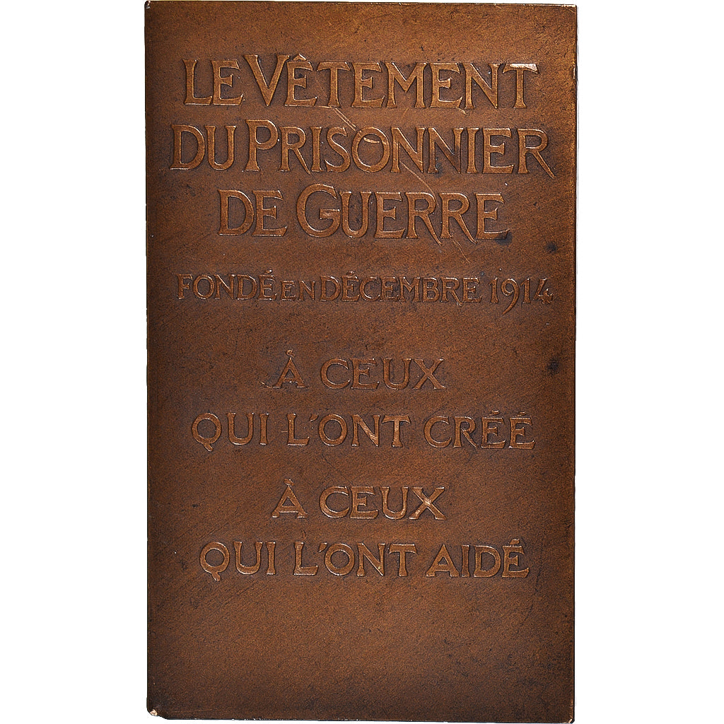 Francia, medalla, Le Vêtement du Prisonnier de Guerre, WAR, 1914, Max Blondat